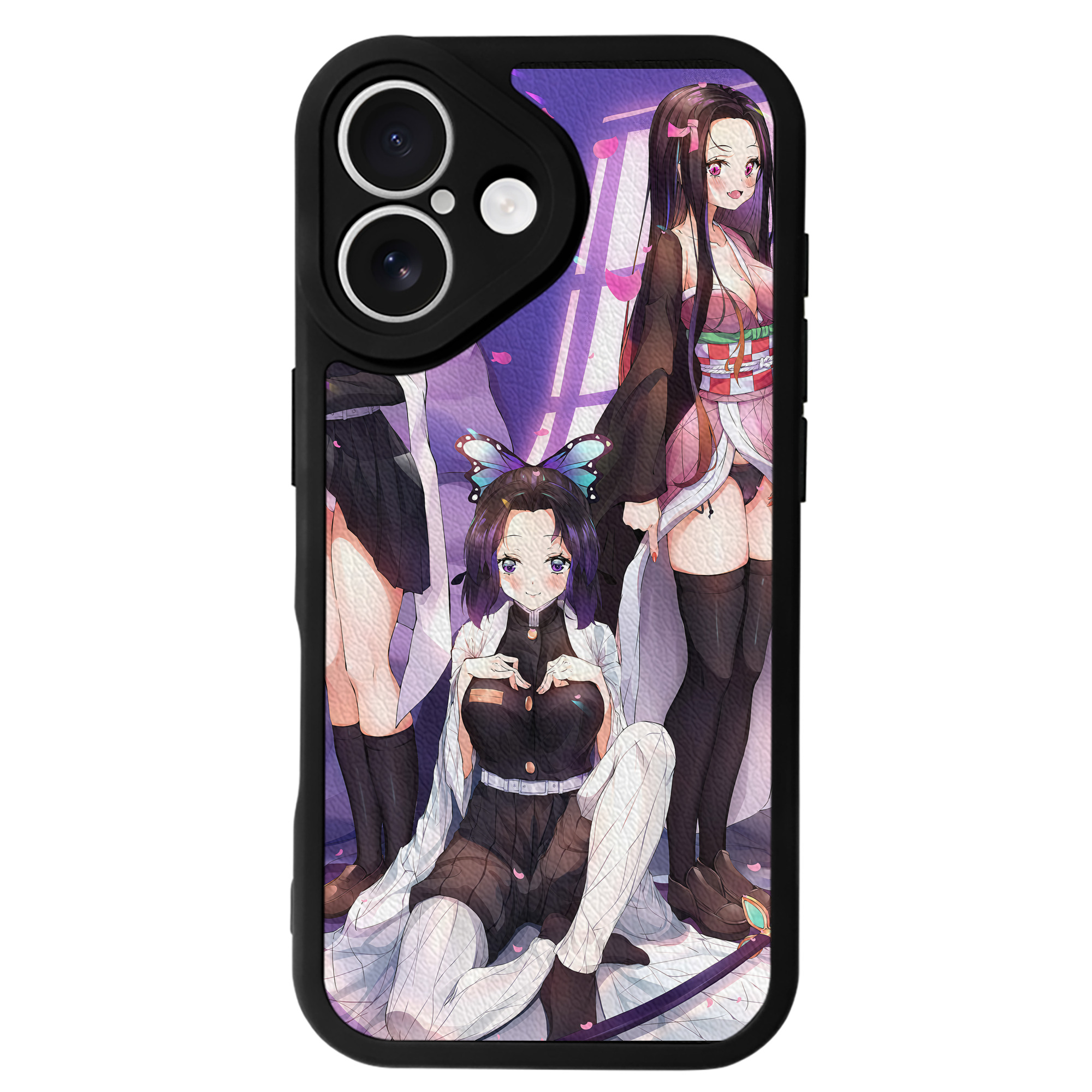（画像用） 鬼滅の刃（きめつのやいば）竈門 禰󠄀豆子／かまど ねずこ Kamado Nezuko 【iPhone 16シリーズ対応】シリコンスマホケース（レザー調） 材質：シリコン